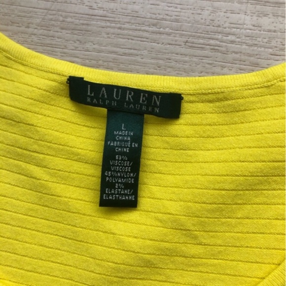 Lauren Ralph Lauren Sunny Yellow Ribbed Midi Dress - Picture 4 of 6